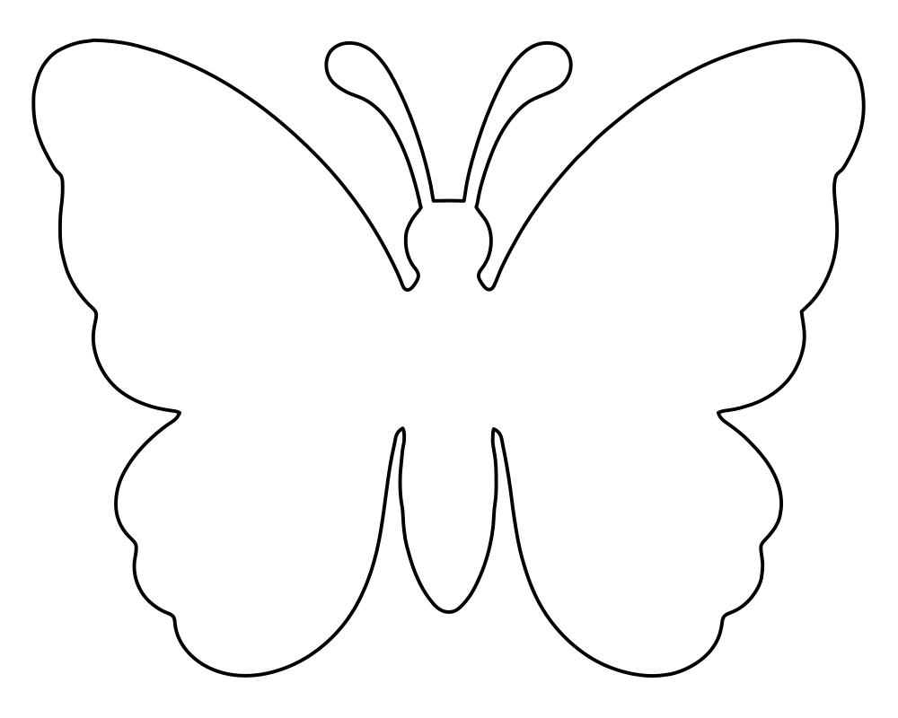 A butterfly outline template for tracing onto paper, card or felt